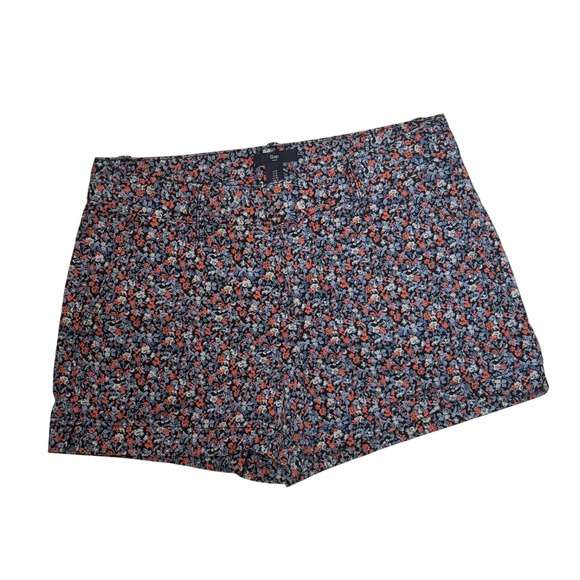 GAP Pants - Gap Womens Floral Chino Shorts Navy Blue Orange Ditsy Flower Cuffed Size 4